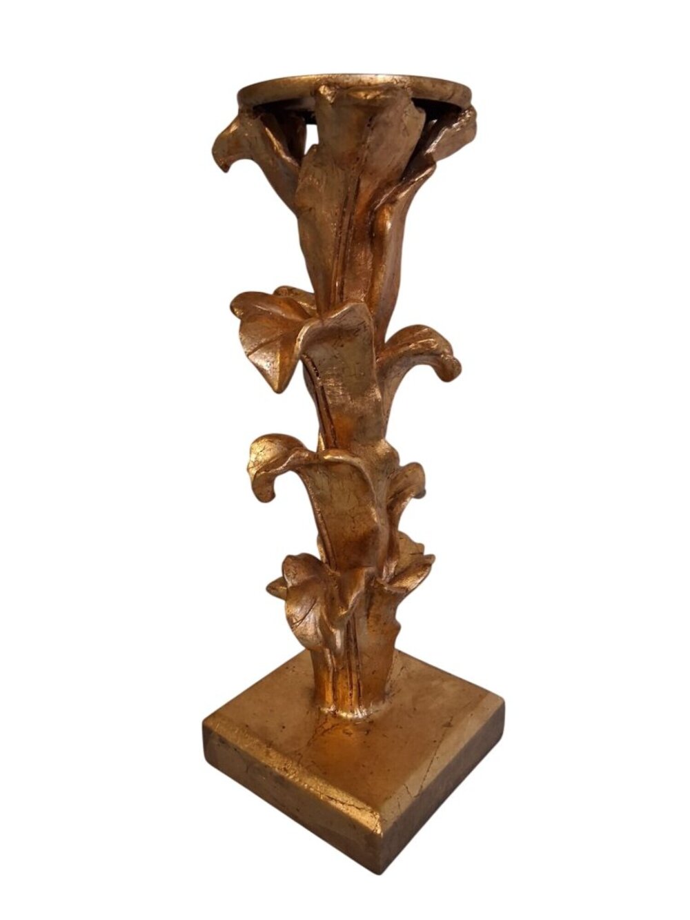 Gold Floral Stalk Candlestick Candle Holder
